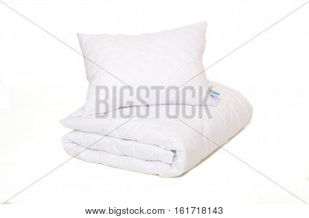 Rolled White Duvet Cover On  Isolated Background