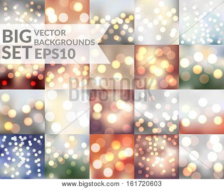 Big set of vector sparkling bokeh backgrounds. EPS10