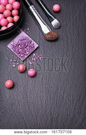 Makeup Background On Black Slate
