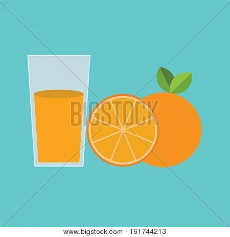 Orange juice breakfast food fruit flat vector stock