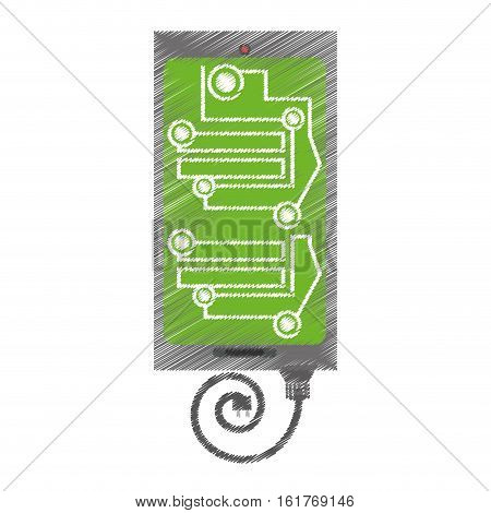 drawing smartphone circuit electronic board vector illustration eps 10