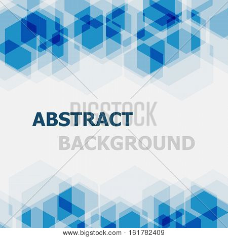 Abstract blue hexagon overlapping background, stock vector