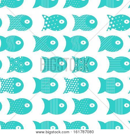 Fish seamless pattern for fabric textile design, pillows, wallpapers, cloth, bags, scrapbook paper. Vector illustration