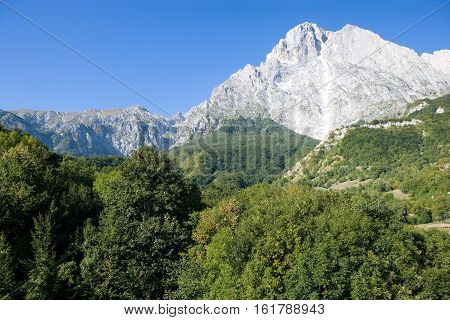 Italy Gran Sasso National Park view of Teramo side of Gran Sasso peak