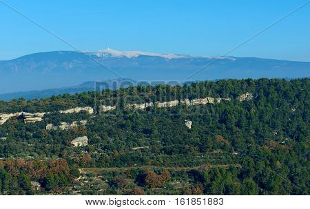 Landscape near Venasque village. Provence-Alpes-Cote d'Azur region in southeastern France