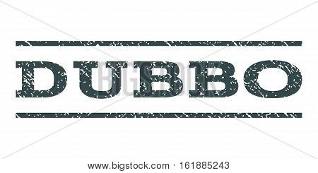 Dubbo watermark stamp. Text tag between horizontal parallel lines with grunge design style. Rubber seal stamp with dirty texture. Vector soft blue color ink imprint on a white background.