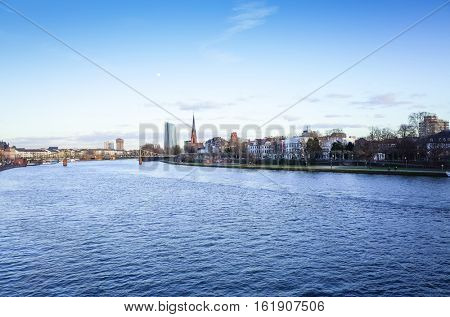 River view of The Eiserner Steg.The Eiserner Steg is a pedestrian bridge in Frankfurt am Main