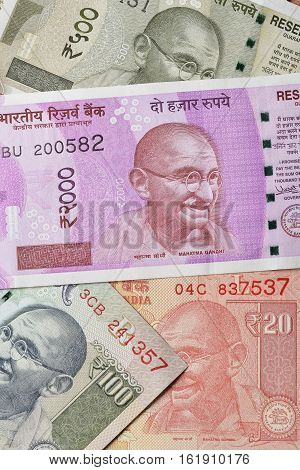 New Indian Currencies with Mahatma Gandhi Portrait