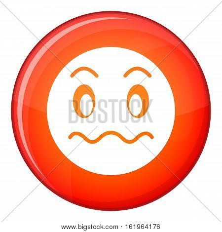 Suspicious emoticon in red circle isolated on white background vector illustration