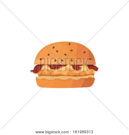Cartoon illustration of chicken burger. Vector illustration