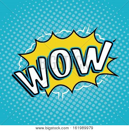 wow comic text art cartoon design style retro vector stock