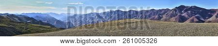 Beautiful Colorful Ultra Wide Panoramic Landscape Taken From Under Kang Yatze Mountain In Himalayas,