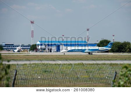Kiev, Ukraine - August 05, 2016:  Aircraft Company Dniproavia  Landed In Boryspil International  Air