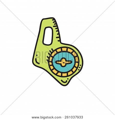 Vector Illustration Of Orienteering Compass. Orientation, Navigation Isolated Object.