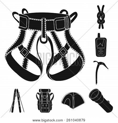Vector Design Of Mountaineering And Peak Sign. Set Of Mountaineering And Camp Stock Vector Illustrat
