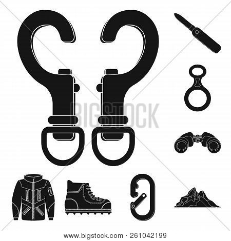 Vector Design Of Mountaineering And Peak Icon. Collection Of Mountaineering And Camp Vector Icon For