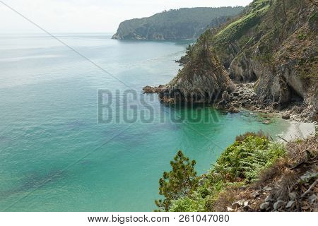Ocean View. Nature Background With Nobody. Morgat, Crozon Peninsula, Brittany, France.