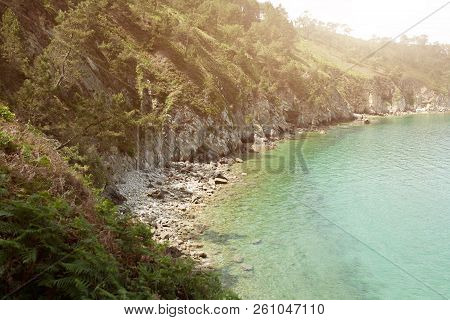 Ocean View. Nature Background With Nobody. Morgat, Crozon Peninsula, Brittany, France.