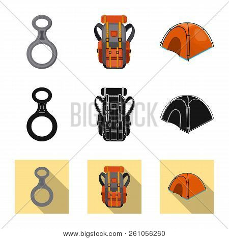 Vector Illustration Of Mountaineering And Peak Icon. Set Of Mountaineering And Camp Vector Icon For 
