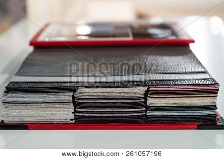 Catalog Of Multicolored Imitation Leather From Matting Fabric Texture Background, Leatherette Fabric