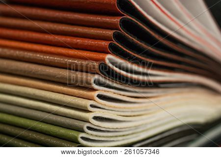 Catalog Of Multicolored Imitation Leather From Matting Fabric Texture Background, Leatherette Fabric