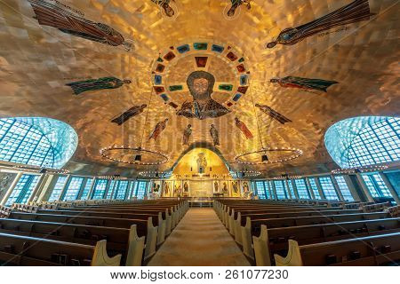 Oakland, California - September 30, 2018: Interior Of Ascension Greek Orthodox Cathedral Of Oakland.