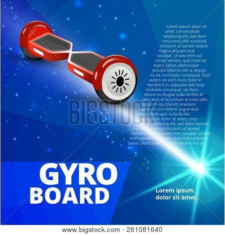 Vector Realistic Style Illustration For Posters, Banner, Advertising. Gyro Board On Abstract Backgro