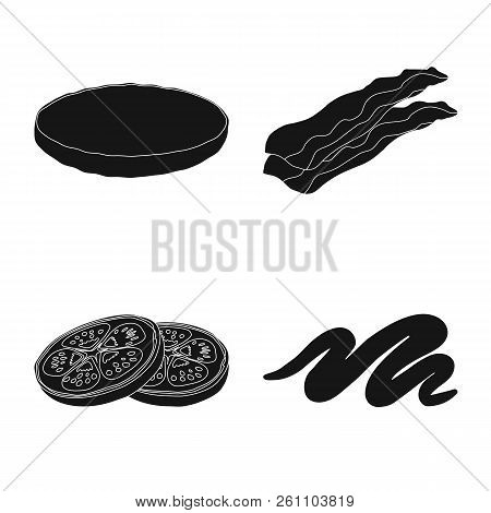 Vector Design Of Burger And Sandwich Icon. Set Of Burger And Slice Stock Vector Illustration.