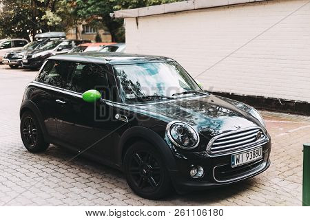 Warsaw, Poland - September 27, 2018: Mini Hatch Second Generation R56 Parking In City Street