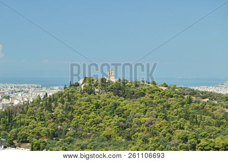 Monument To Philopapos, On The Top Of The Hill Philopapos Seen From The Acropolis Of Athens. Archite