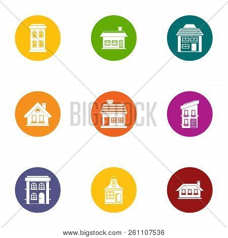 Residential Buildind Icons Set. Flat Set Of 9 Residential Buildind Vector Icons For Web Isolated On 