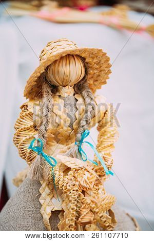 Belarusian Straw Doll. Straw Dolls Are Most Popular Souvenirs From Belarus.