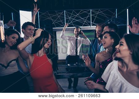 Diverse Crowd, Adorable Charming Winsome Sweet Beautiful Cheerful Glad Ladies And Hadnsome Guys Enjo