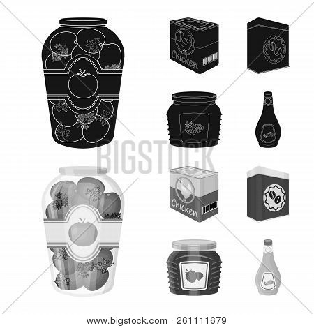 Vector Design Of Can And Food Sign. Collection Of Can And Package Stock Vector Illustration.