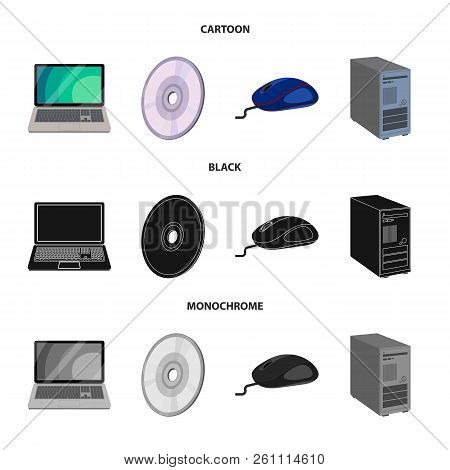 Vector Illustration Of Laptop And Device Icon. Set Of Laptop And Server Vector Icon For Stock.