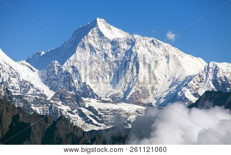 Mount Makalu With Clouds, Nepal Himalayas Mountains, Barun Valley