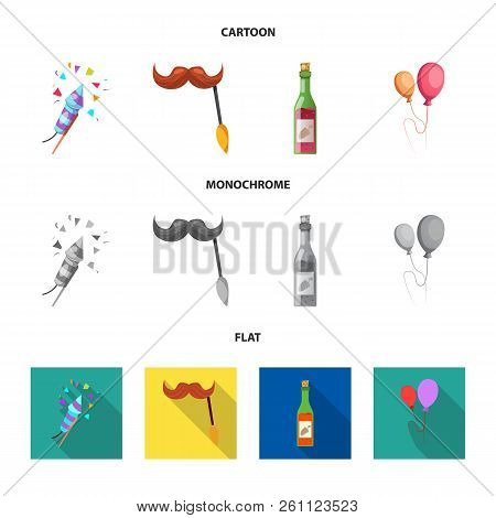 Vector Illustration Of Party And Birthday Icon. Set Of Party And Celebration Vector Icon For Stock.