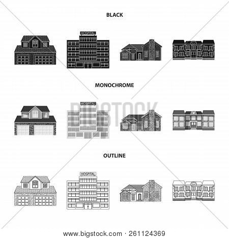 Vector Design Of Building And Front Logo. Collection Of Building And Roof Vector Icon For Stock.