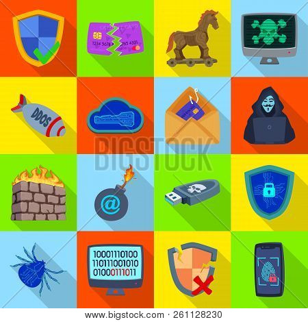 Vector Illustration Of Virus And Secure Icon. Set Of Virus And Cyber Stock Symbol For Web.