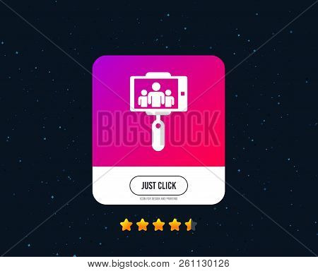 Monopod Selfie Stick Icon. Self Portrait With Group Of People. Web Or Internet Icon Design. Rating S