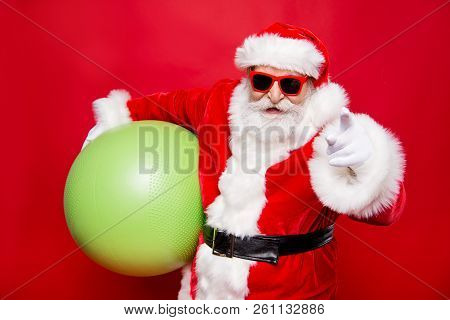 Holly Jolly Merry X Mas Cheerful Funny Positive Stylish Santa In Eyeglasses Gloves Fur Coat Black Be