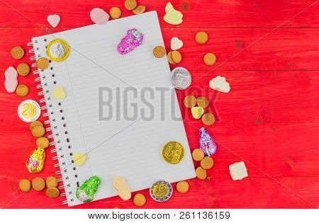 Candy And Notepad For Traditional Dutch Sinterklaas Holiday Celebration