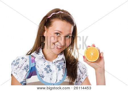 bellezza donna giovane con orange