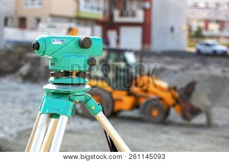 Theodolite Survey Outdoors Color Image Stock Photos