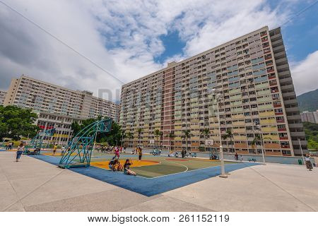 Choi Hung,hong Kong - May 5, 2018 : View Of Choi Hung Estate. It Is Located In Wong Tai Sin District