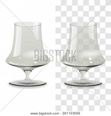Vector Realistic Transparent And Isolated Whiskey Tumbler Glass. Alcohol Drink Glass Icon Illustrati