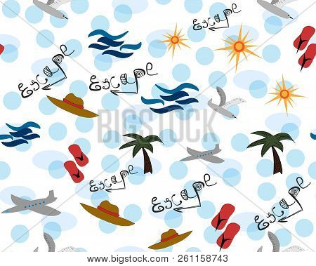 Summer Vacation Escape Vector . Cute Holiday Seamless.
