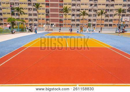 Choi Hung,hong Kong - May 5, 2018 : View Of Choi Hung Estate. It Is Located In Wong Tai Sin District