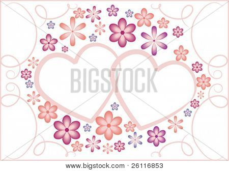 corações do dia dos Namorados e fundo vector flor