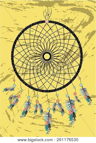 Dream Catcher Boho Native American Indian Talisman Dreamcatcher. Clothes Ethnic Tribal Design. Magic